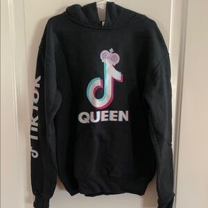 Jerzees Black TikTok Graphic Sweatshirt with Hood
